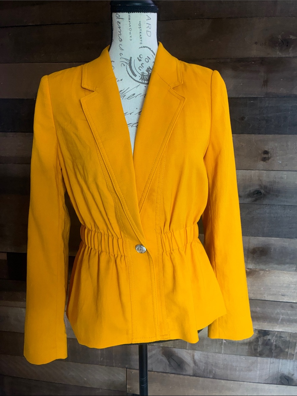 White House Black Market Bright Yellow Cinched-Waist Blazer